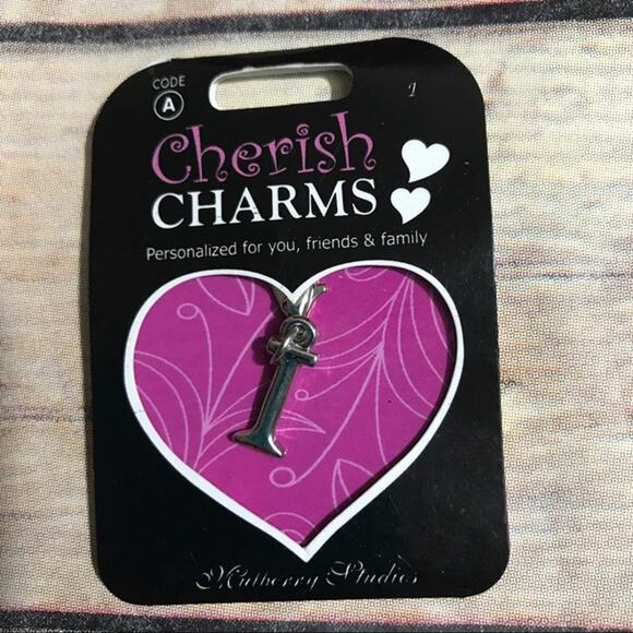 Cherish Charms I Monogram Initial Bracelet Charm NEW NWT Silvertone - Picture 3 of 4